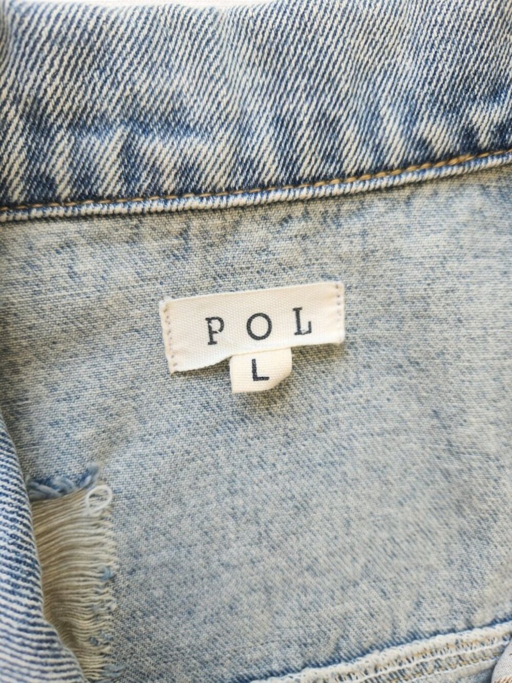 POL Leopard Print Denim Jacket Distressed Cropped Casual Glam Boho Cute Fall - Picture 4 of 6